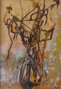 2006 Kaffeesatz auf Papier (1/2) 60×80 cm gerahmt